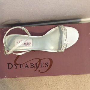 White satin dress shoes